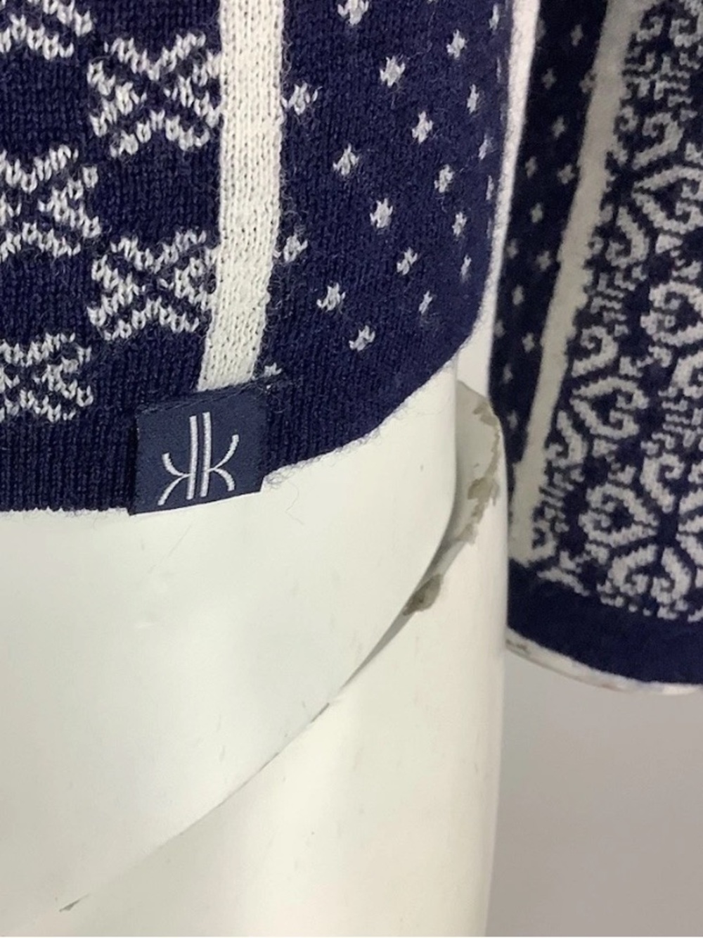 Krimson Klover Women's Sz S 100% Merino Wool Quarter Zip Alpine Sweater Blue - Picture 4 of 8